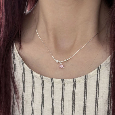 Collar de Plata S925 Estrella Diamante Colores Pastel - Diseño Delicado para Clavícula - Image 19