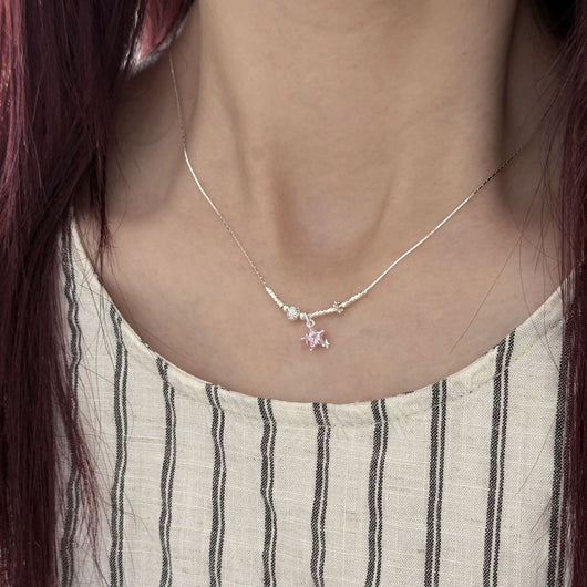 Collar de Plata S925 Estrella Diamante Colores Pastel - Diseño Delicado para Clavícula - Image 19