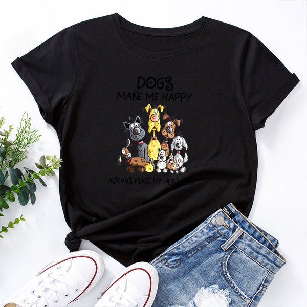 Camiseta Suelta de Algodón con Letra - Unisex Deportiva para Estudiantes