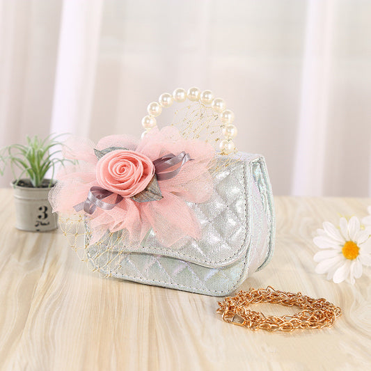 Bolso Bandolera Tejido con Perlas Floral