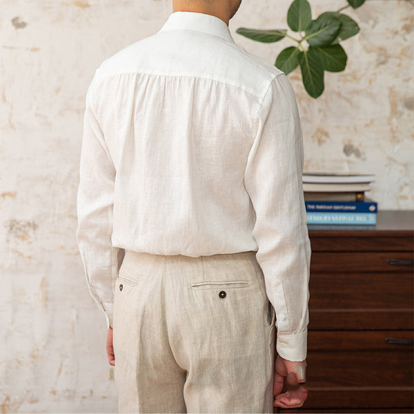 Camisa Casual de Manga Larga con Cuello Abierto Transpirable