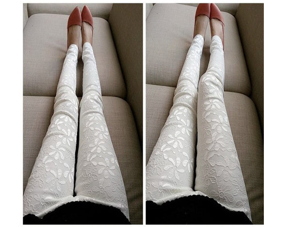 Pantalones Lápiz para Mujer con Detalles de Encaje - Image 2