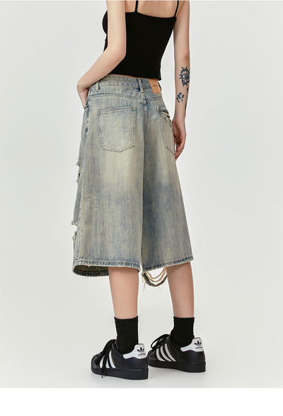 Pantalones Cortos Punk Rock Retro Americano Destructurados - Image 12