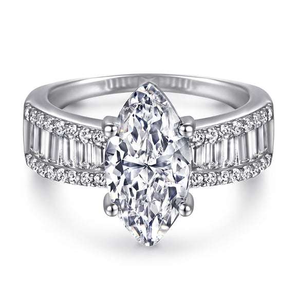 Anillo de Plata Esterlina S925 para Mujer con Circonitas Incrustadas