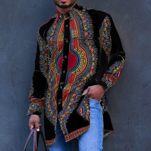 Camisa Estilo Nacional con Estampado Digital de Largo Medio - Image 9