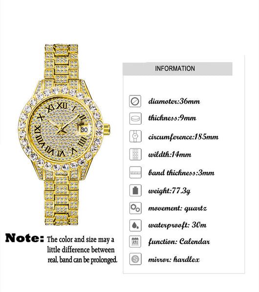 Reloj de Cuarzo para Mujer con Incrustaciones de Diamantes, Resistente al Agua y Esfera Luminosa - Image 9
