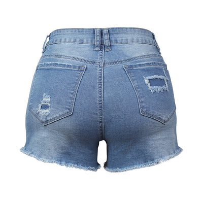 Shorts de Mezclilla Elásticos para Mujer con Detalles Rotos - Image 10