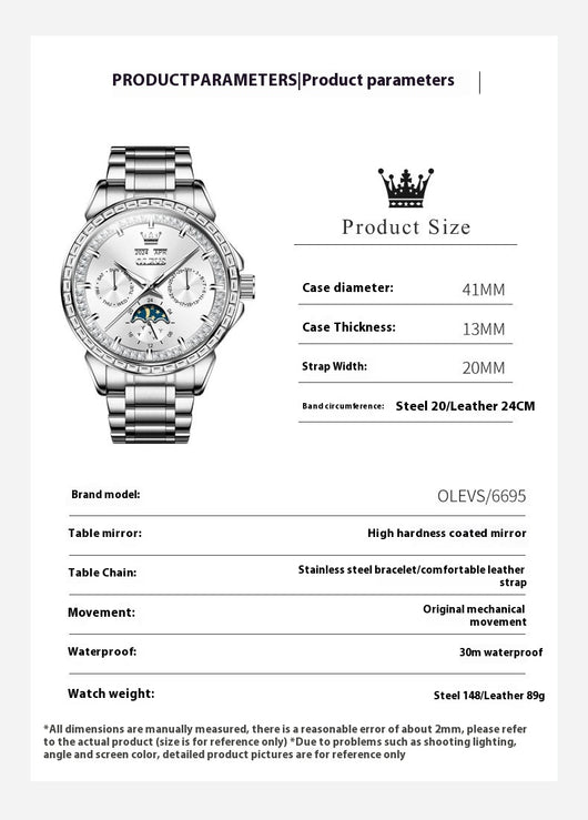 Reloj Automático Mecánico para Hombre con Incrustaciones de Diamantes - Image 9