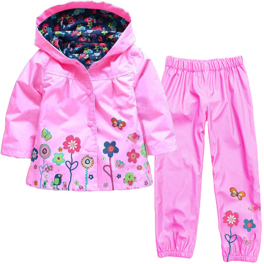 Chaqueta Impermeable con Capucha - Diseño Floral Resistente al Viento