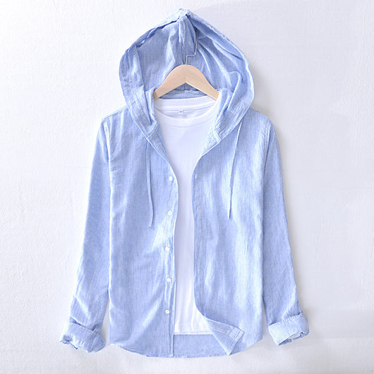 Camisa Hoodie de Lino y Algodón con Estilo Artístico para Jóvenes - Image 4