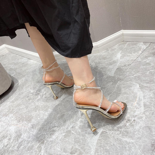 Sandalias Stiletto Grandes Tallas con Tiras de Cristales Brillantes - Image 13