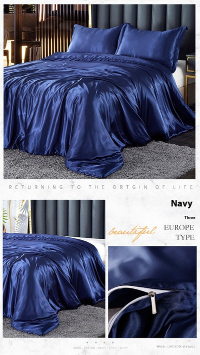 Juego de Cama Satén Doble Faz - Funda Nórdica y Sábanas de Seda Artificial Premium - Image 24
