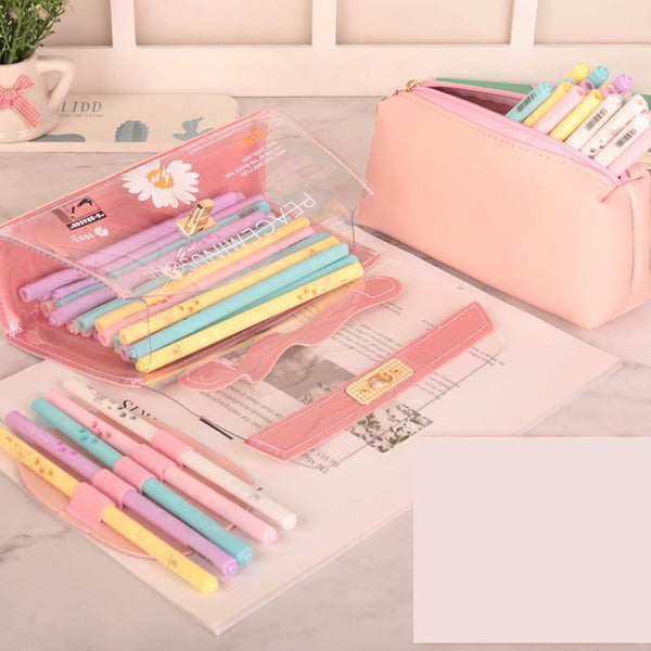 Estuche Transparente Margarita para Lápices y Artículos de Papelería