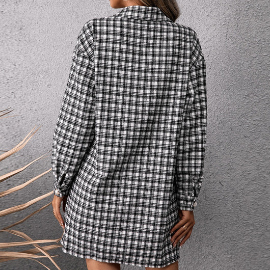 Chaqueta Camisa Cuadros Clásica de Largo Medio - Image 4