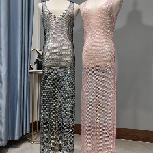 Falda Larga Brillante de Malla con Strass para Niña - Image 2