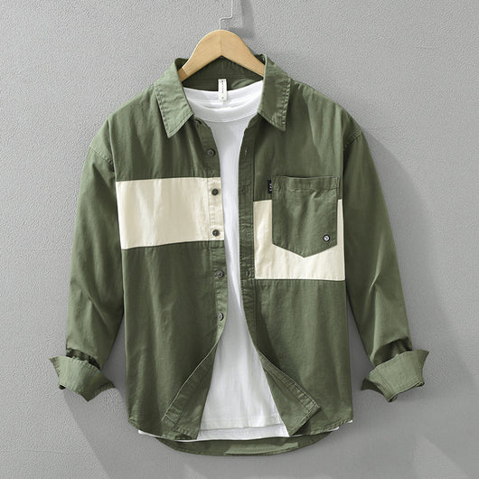 Camisa Cargo Casual con Contraste de Colores para Hombre - Image 6