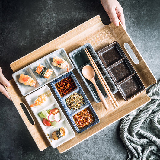 Plato de Cerámica Japonés Compartido de Tres Secciones para Condimentos - Image 22