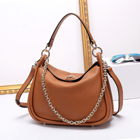 Bolso Tote de Cuero con Cadena y Capas Delanteras