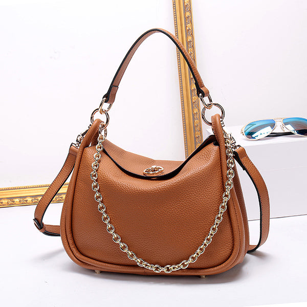 Bolso Tote de Cuero con Cadena y Capas Delanteras