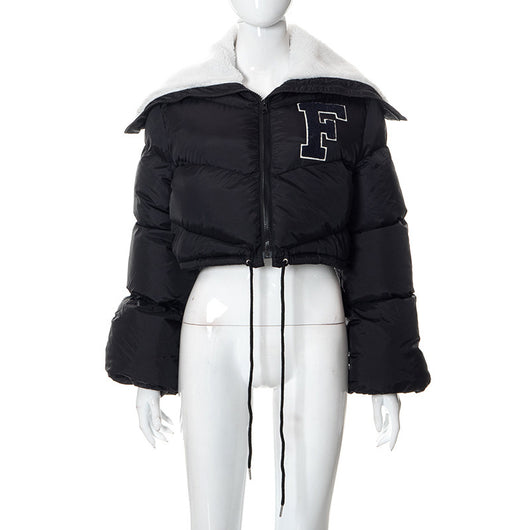 Chaqueta Acolchada Casual para Mujer con Cuello de Pelaje y Cordón Ajustable - Image 8