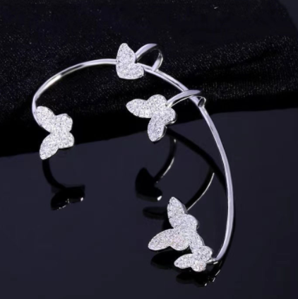 Aretes Mariposa de Diamantes Completos - Diseño Elegante sin Perforación - Image 10