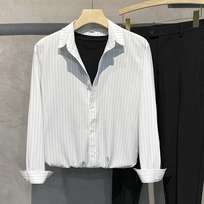 Camisa Suelta de Rayas Premium con Textura Sedosa - Image 7