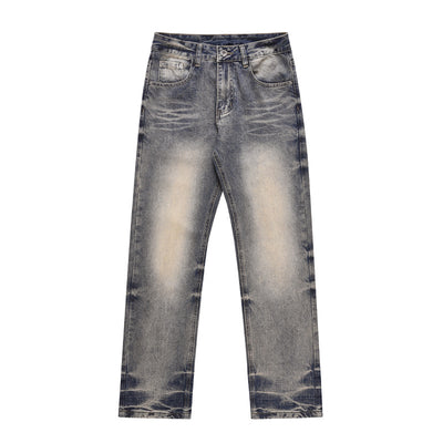 Jeans Rectos Sueltos Teñidos Amarillo Lavado Estilo Urbano - Image 5