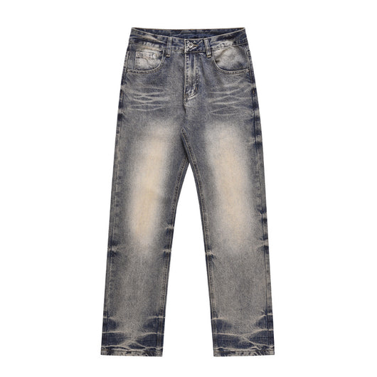 Jeans Rectos Sueltos Teñidos Amarillo Lavado Estilo Urbano - Image 5