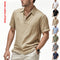 Polo Casual Británico Hombre con Cuello Solapa y Cierre de Hebilla en Lino