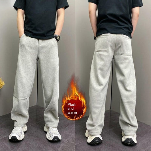 Pantalones Casuales Rectos con Forro Polar Grueso para Hombre - Image 5