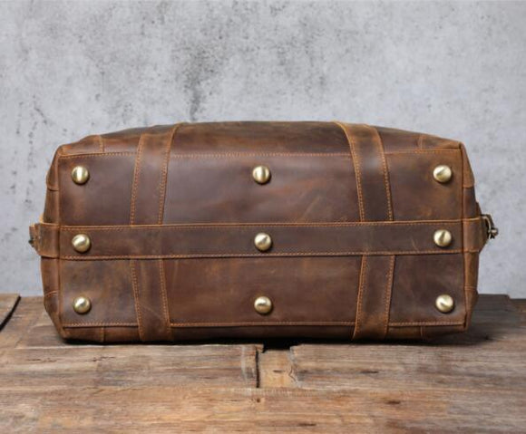 Bolsa de Viaje de Cuero Genuino Estilo Retro con Gran Capacidad para Hombre