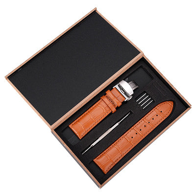 Correa de Reloj de Cuero Genuino con Patrón de Bambú y Cierre Mariposa - Image 4