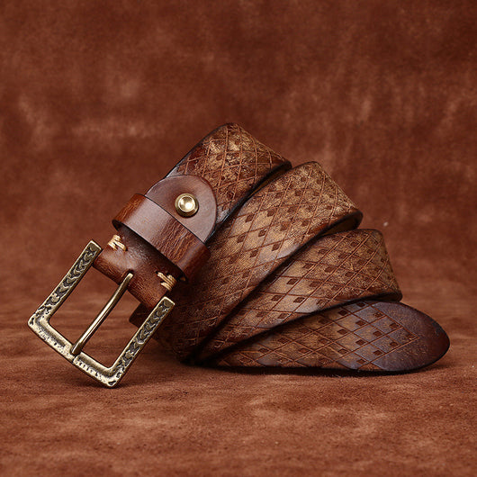 Cinturón de Cuero para Hombre con Hebilla Diamantada Tallada - Image 8