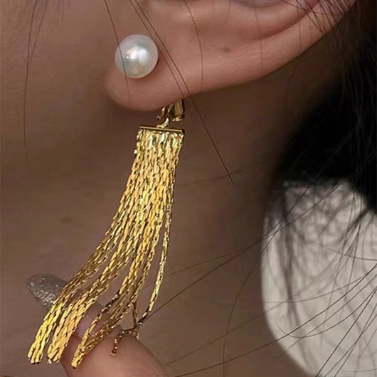 Aretes de Perla de Agua Dulce con Borlas - Versátiles y Elegantes