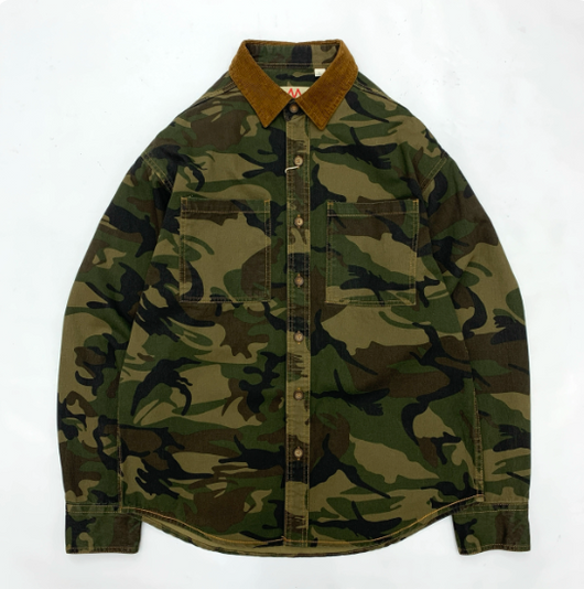Camisa Retro Americana de Corduroy con Solapas y Costura de Camuflaje para Hombre - Image 10