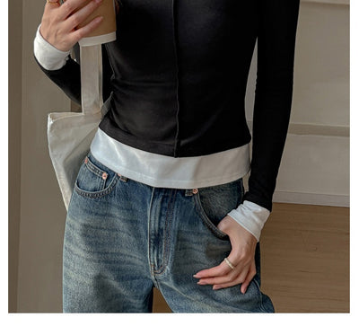 Blusa Elegante Cuello Redondo Falso Dos Cuerpos Premium para Mujer - Image 13