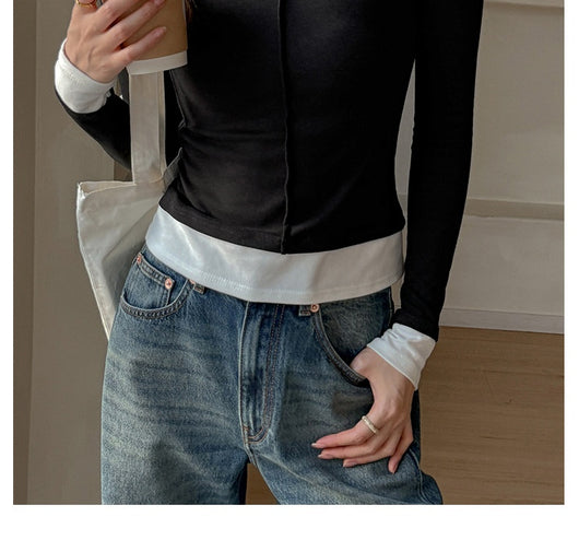Blusa Elegante Cuello Redondo Falso Dos Cuerpos Premium para Mujer - Image 13