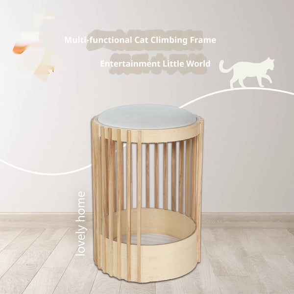 Rascador de Madera Maciza para Gatos con Cama Integrada