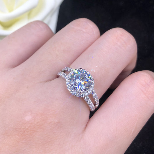 Anillo de Diamante Mosan Plata 925 Bañado en Oro