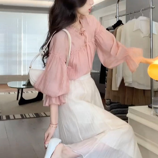 Traje Elegante Antiedad Socialite Kafuu - Falda y Blusa