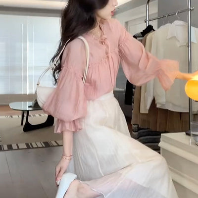 Traje Elegante Antiedad Socialite Kafuu - Falda y Blusa
