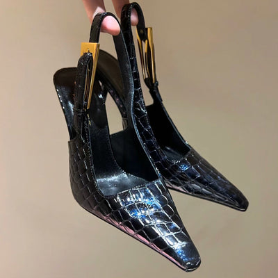 Sandalias Stiletto con Tira Trasera y Punta Afilada para Mujer