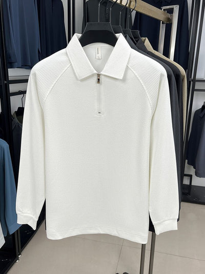 Polo Manga Larga con Textura Waffle y Cierre Medio - Estilo Americano - Image 41