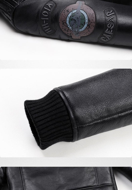 Chaqueta de Cuero Estilo Aviador para Hombre - Image 8
