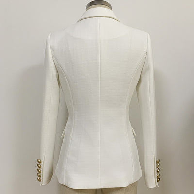 Traje de lino doble botonadura con botones de león metálico - Image 18