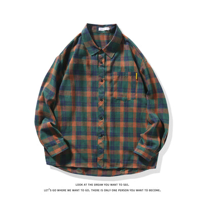 Camisa Casual Suelta a Cuadros Manga Larga para Hombre - Image 3