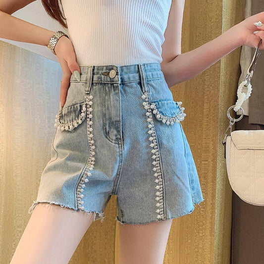 Shorts Cintura Alta con Perlas