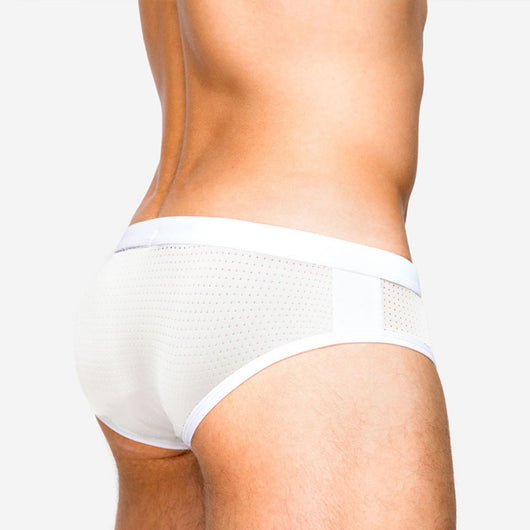 Bóxer de Baño Blanco con Costuras de Malla - Image 10
