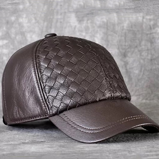 Gorra de Beisbol Invierno Cuero Genuino Piel de Cabra para Hombre
