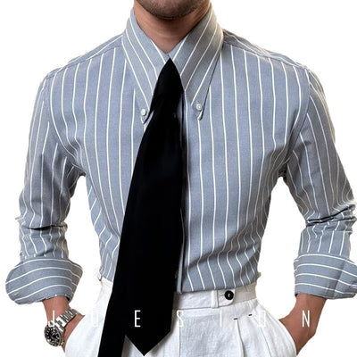 Camisa Casual Retro de Rayas Blancas para Hombre - Image 5